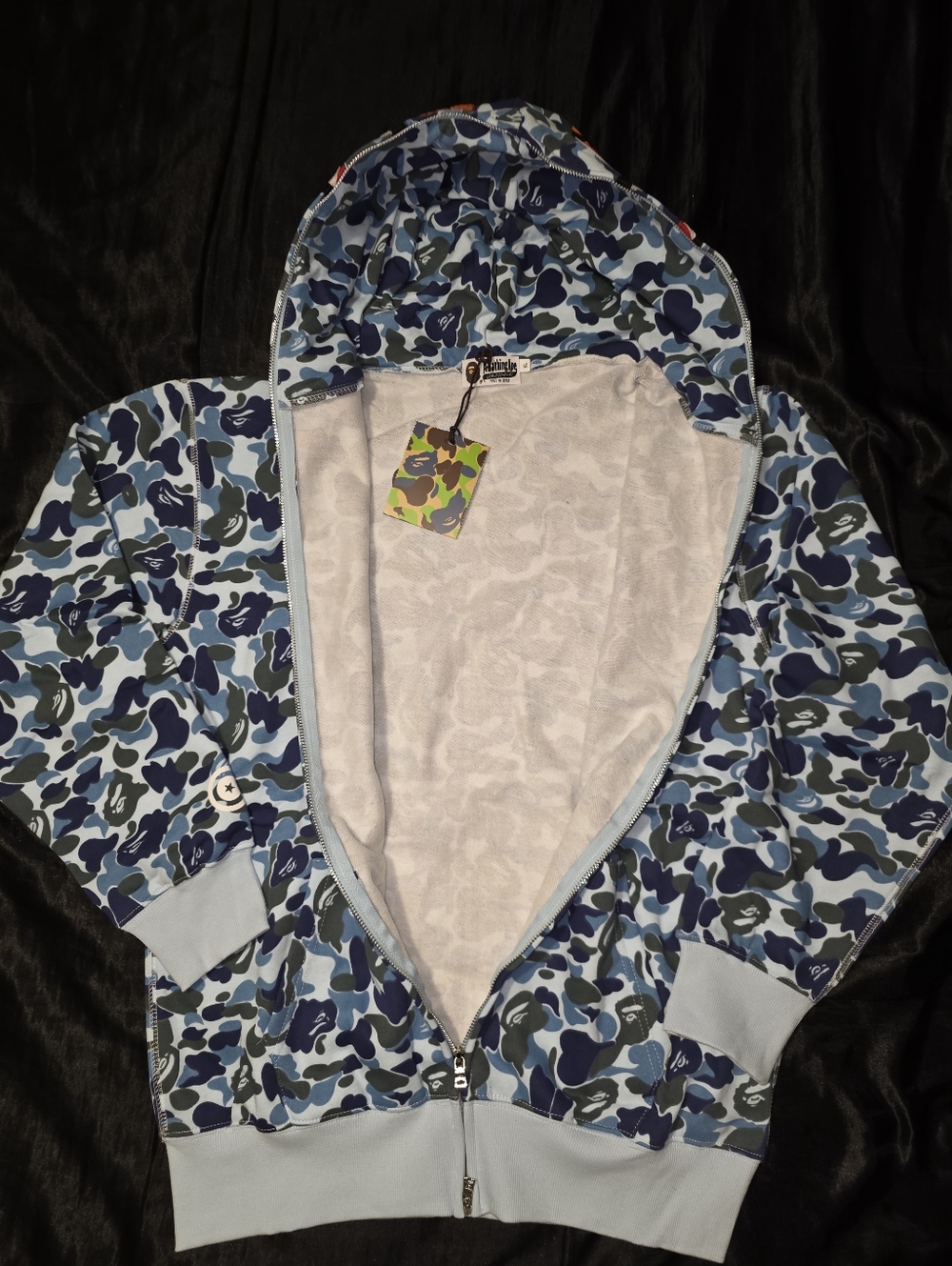 BAPE Shark ABC Camo Full Zip Hoodie, Blue Camo - Picture 2 of 7